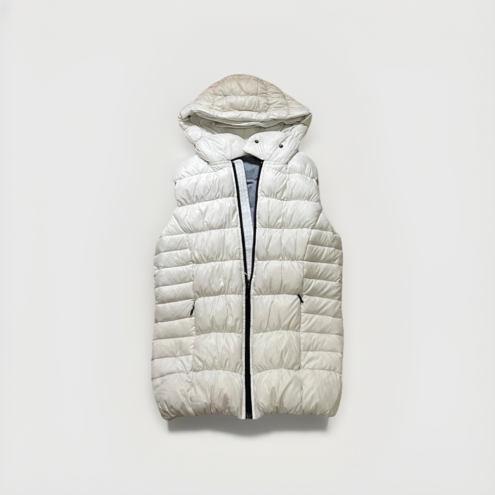 Athleta Full Zup Hooded Puffy Vest‎ Women's White XXS/XS